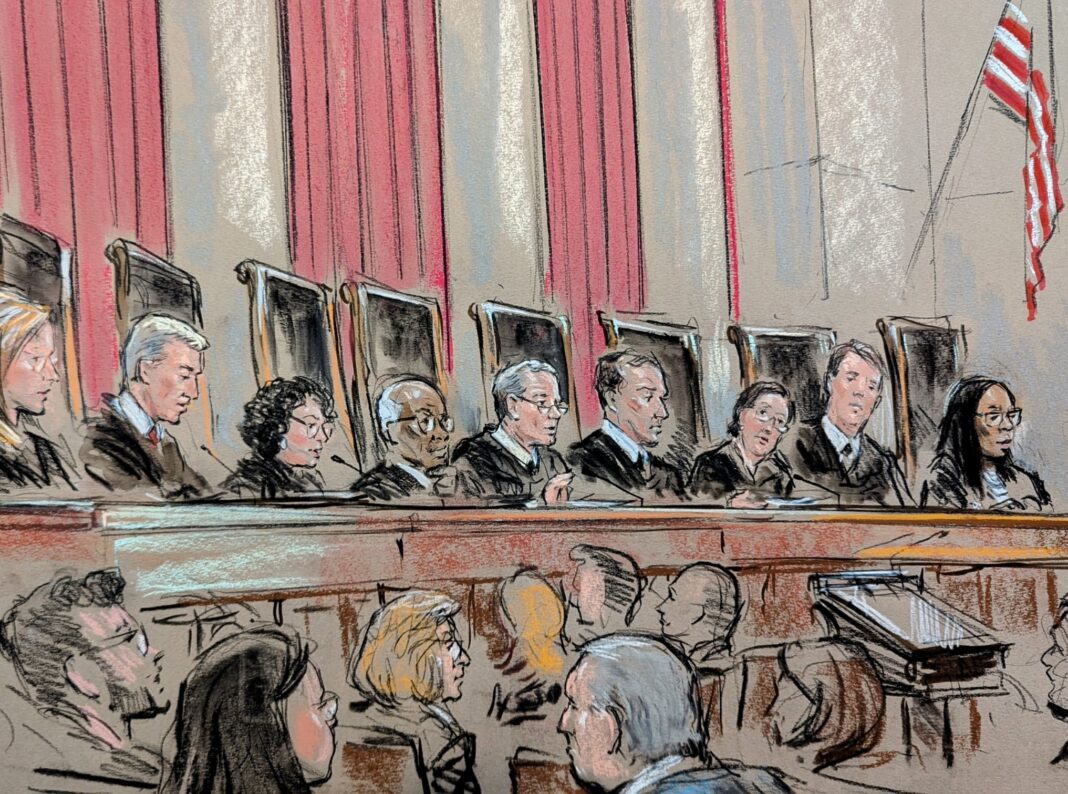 Nine justices on the bench