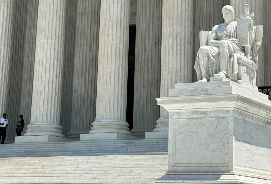 The "Authority of Law" statue on the Supreme Court steps